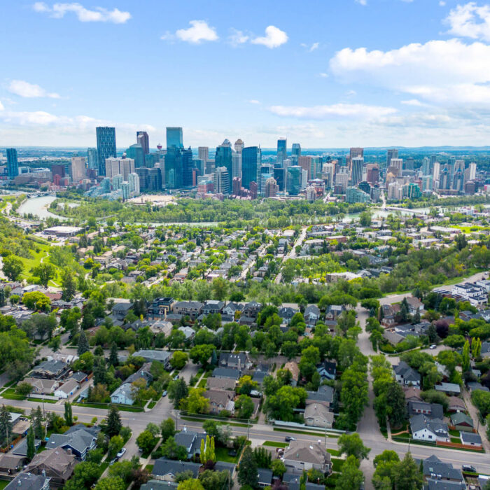 Calgary real estate aerial photography city view